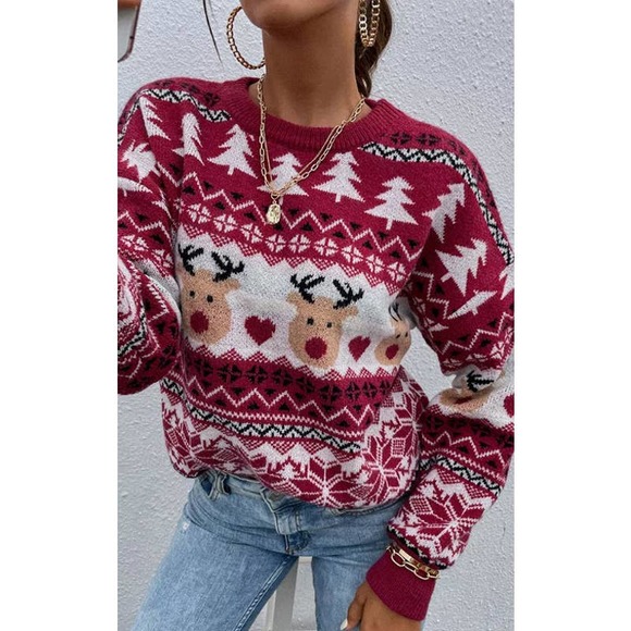 Boutique Sweaters - Women's pullover Christmas knitted long sleeve sweater